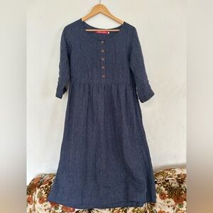 No 12 midnight stripe linen dress